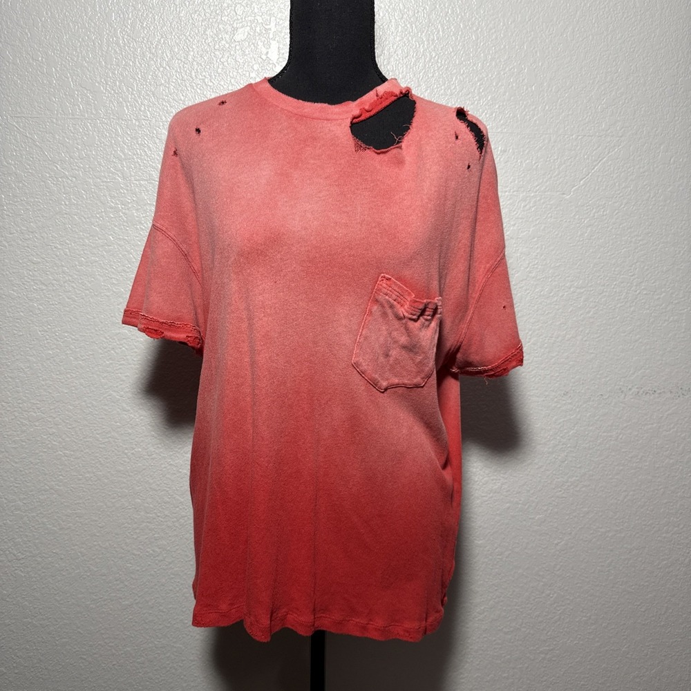 We The Free Free‎ People Ombre Distressed Pocket Tee Shirt Women's XS